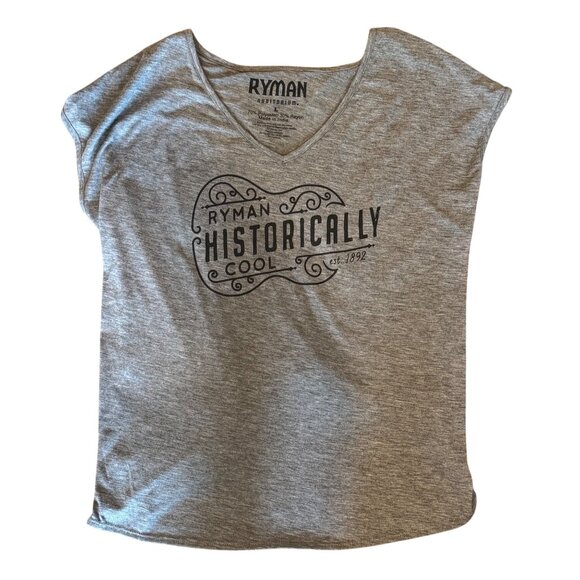 Ryman Auditorium Womens L Gray V-Neck T-Shirt "Historically Cool" Graphic - Picture 1 of 5